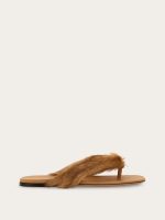 Ferragamo Thong sandal with fur detail
